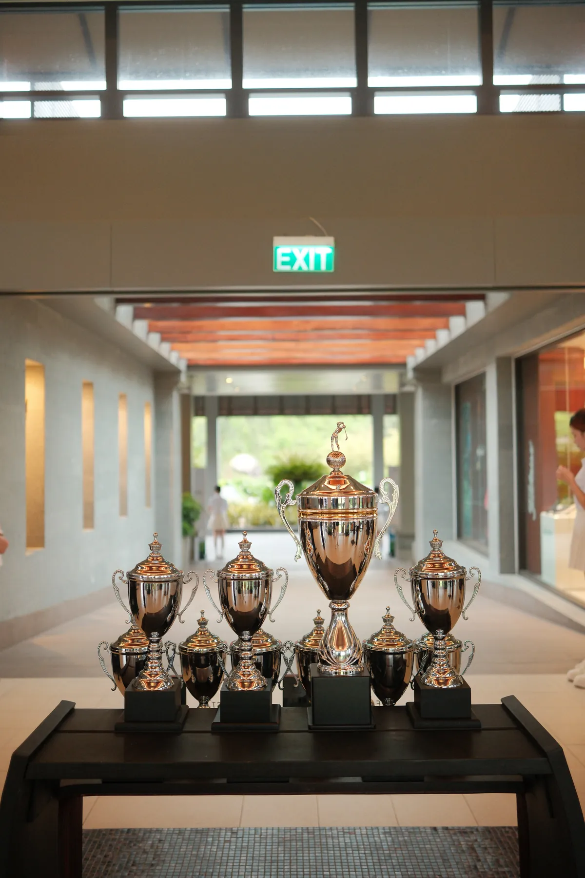 Tournament trophies on display