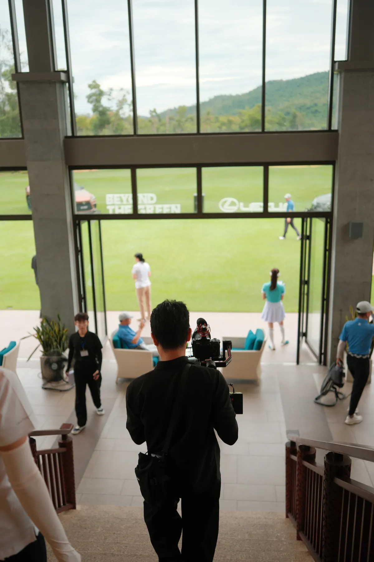 Operator moving from lobby to the driving range