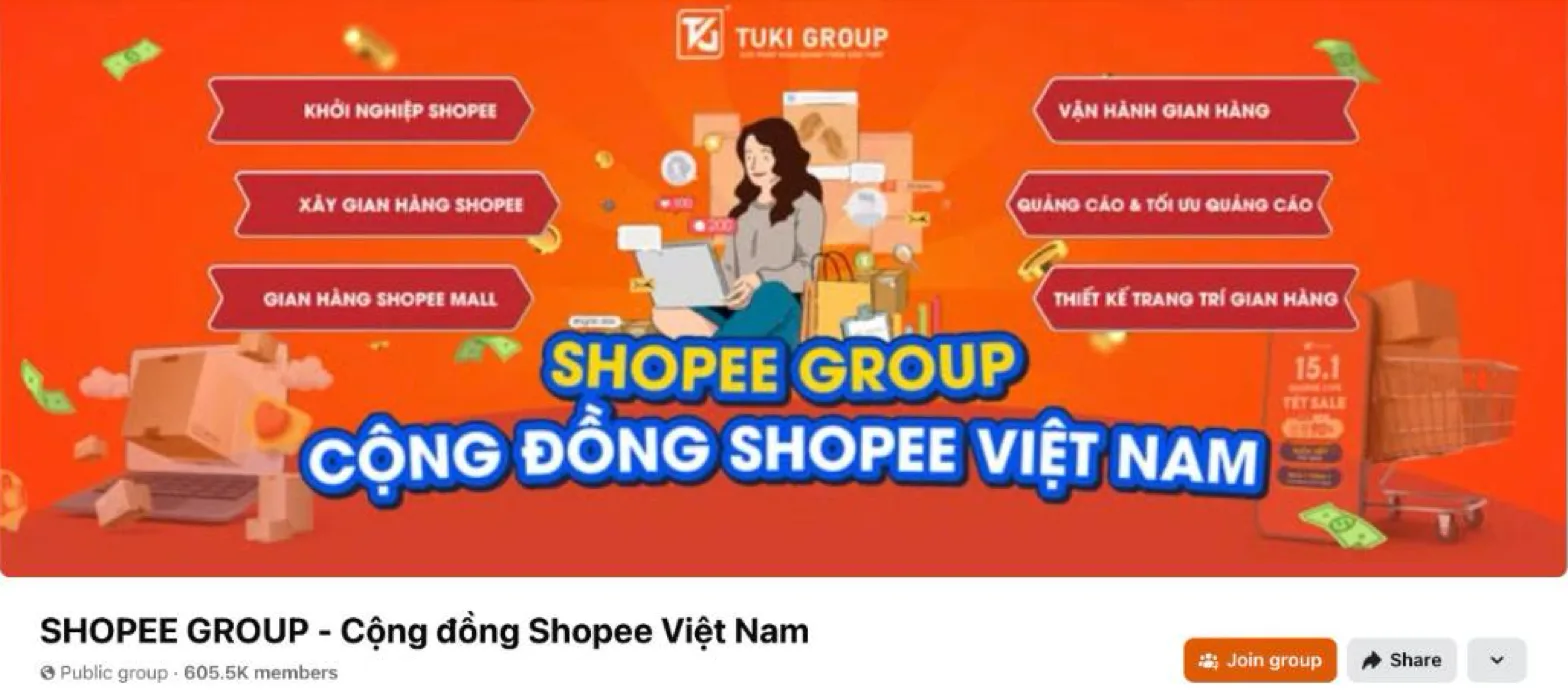 Facebook group banner for SHOPEE GROUP — Cộng đồng Shopee Việt Nam
