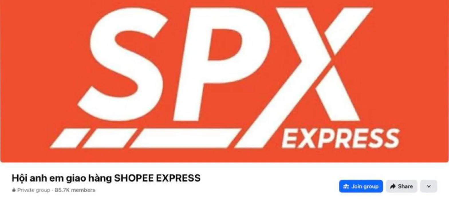 Facebook group banner for Hội anh em giao hàng SHOPEE EXPRESS