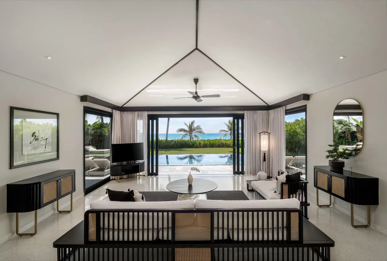 Three Bedroom Ocean Front villa living room at TIA Wellness Resort Da Nang
